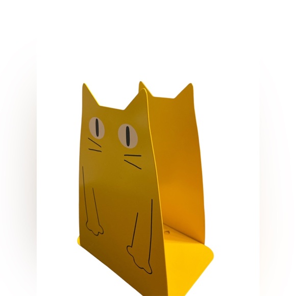 Cat Metal Book Ends Set of Two Heavy Duty Yellow. - Picture 2 of 3
